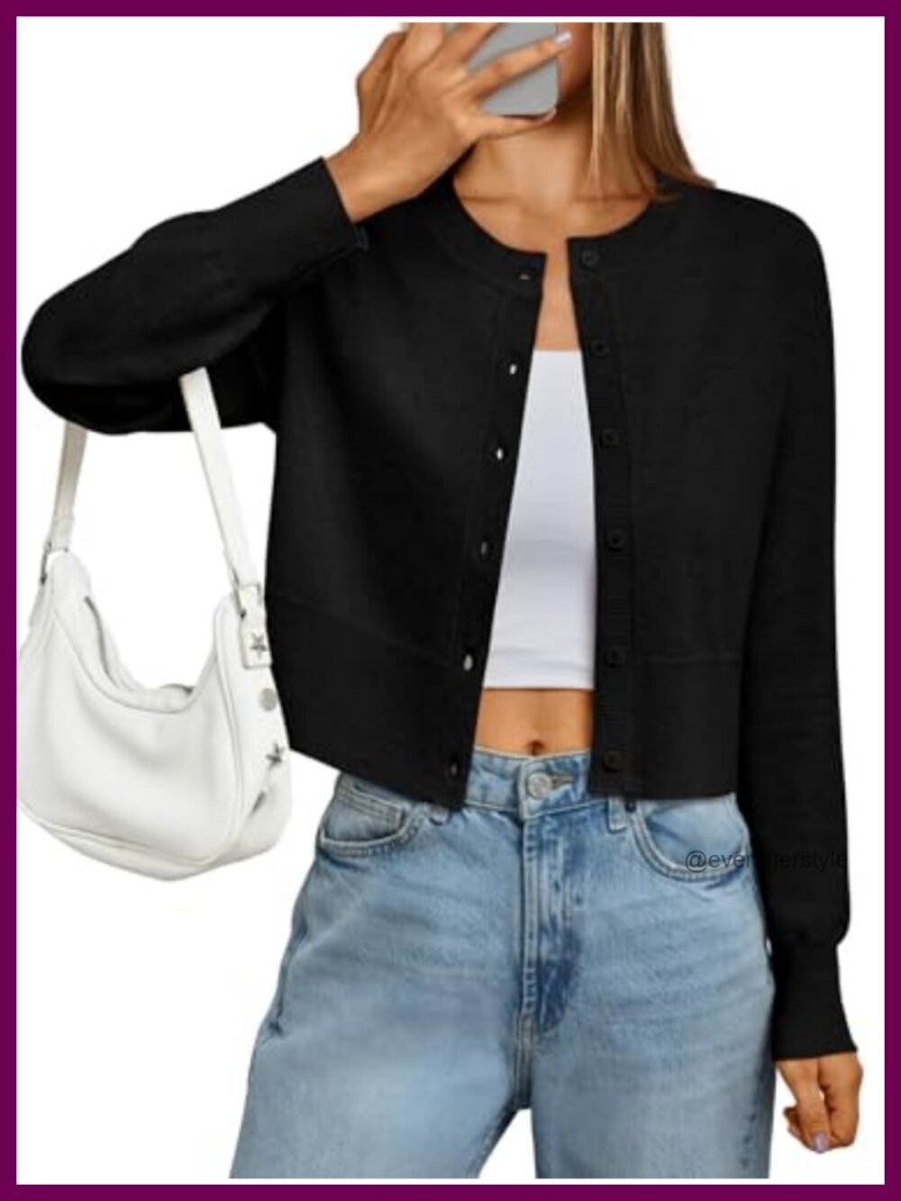 Women's Cropped Cardigan Sweater Long Sleeve Button Up Knit
